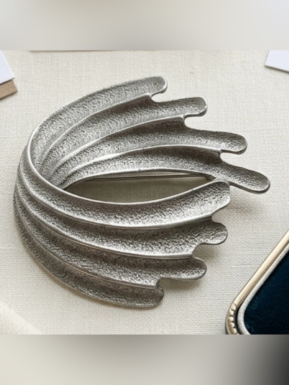 Vintage Silver Abstract Textured Spiral Brooch Costume Jewelry Women's Accessory